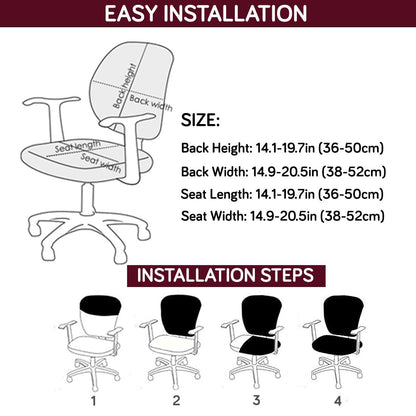 Stretchable Jacquard Office Chair Slipcover for Rotating Chair, Burgundy - HOKIPO | Har Ghar ka Humsafar