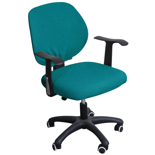 Stretchable Jacquard Office Chair Slipcover for Rotating Chair, Teal - HOKIPO | Har Ghar ka Humsafar