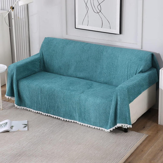 Teal Soft and Pet Friendly Chenille Sofa Throw - HOKIPO | Har Ghar ka Humsafar