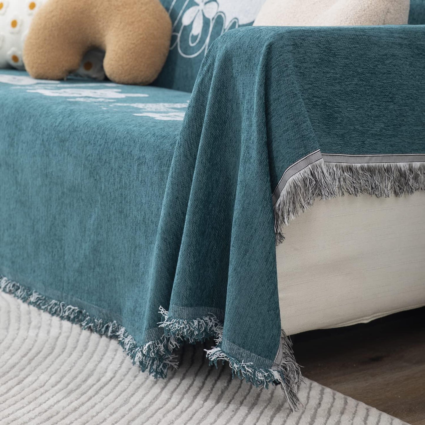 Thick, Soft and Pet Friendly Chenille Sofa Cover Throw, - HOKIPO | Har Ghar ka Humsafar