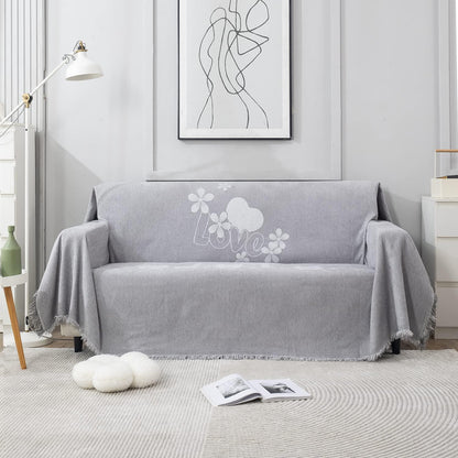 Thick, Soft and Pet Friendly Chenille Sofa Cover Throw, Grey Nature - HOKIPO | Har Ghar ka Humsafar