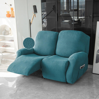 Turquoise Jacquard Recliner Sofa Cover | Non - Slip & Full Fitted - HOKIPO | Har Ghar ka Humsafar