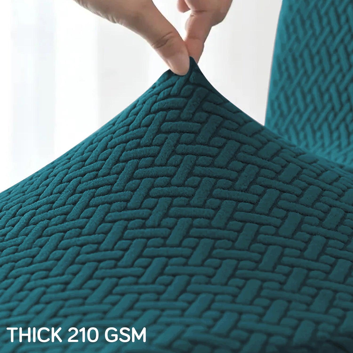 Turquoise Jacquard Recliner Sofa Cover | Non - Slip & Full Fitted - HOKIPO | Har Ghar ka Humsafar