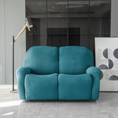 Turquoise Jacquard Recliner Sofa Cover | Non - Slip & Full Fitted - HOKIPO | Har Ghar ka Humsafar