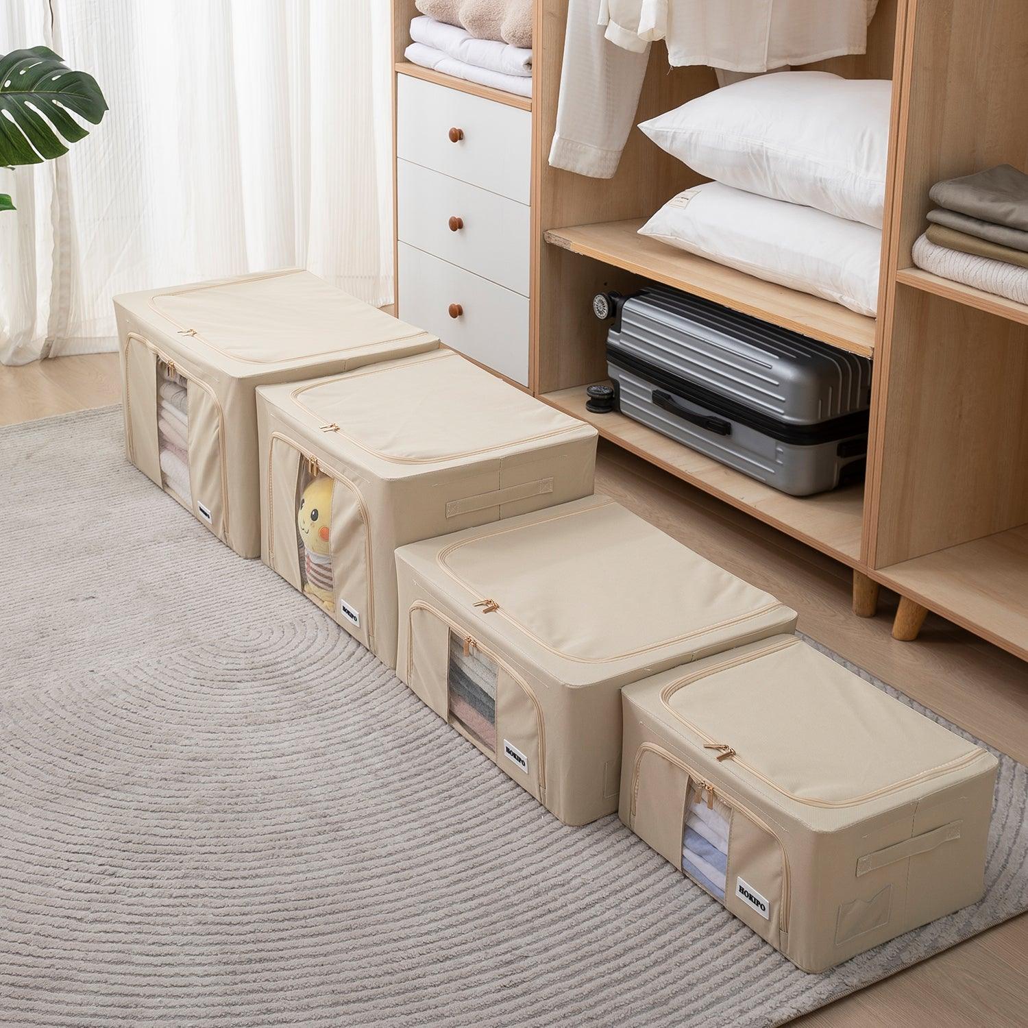 Beige Clothes Storage Boxes - HOKIPO | Har Ghar ka Humsafar