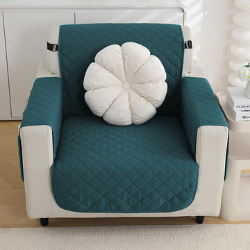 Peacock Blue Colour Quilted Waterproof Sofa Cover Set HOKIPO