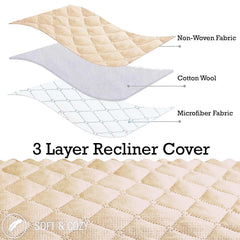 Waterproof Quilted Recliner Sofa Mat for One Seater Recliner Sofa, Cream - HOKIPO | Har Ghar ka Humsafar