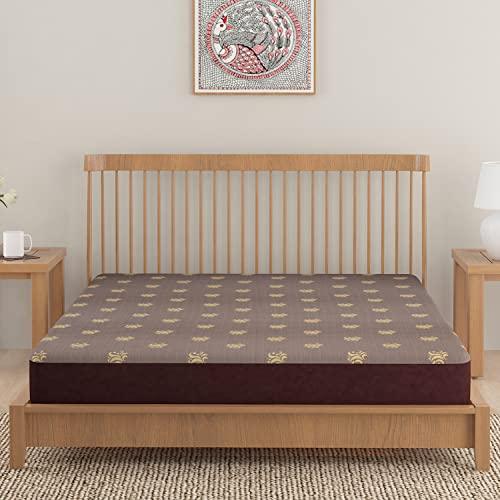 Woven Jacquard Elastic Fitted Waterproof Bed Mattress Cover, Coffee Brown - HOKIPO | Har Ghar ka Humsafar