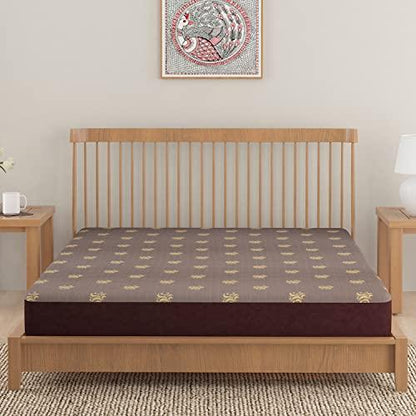 Woven Jacquard Elastic Fitted Waterproof Bed Mattress Cover, Coffee Brown - HOKIPO | Har Ghar ka Humsafar