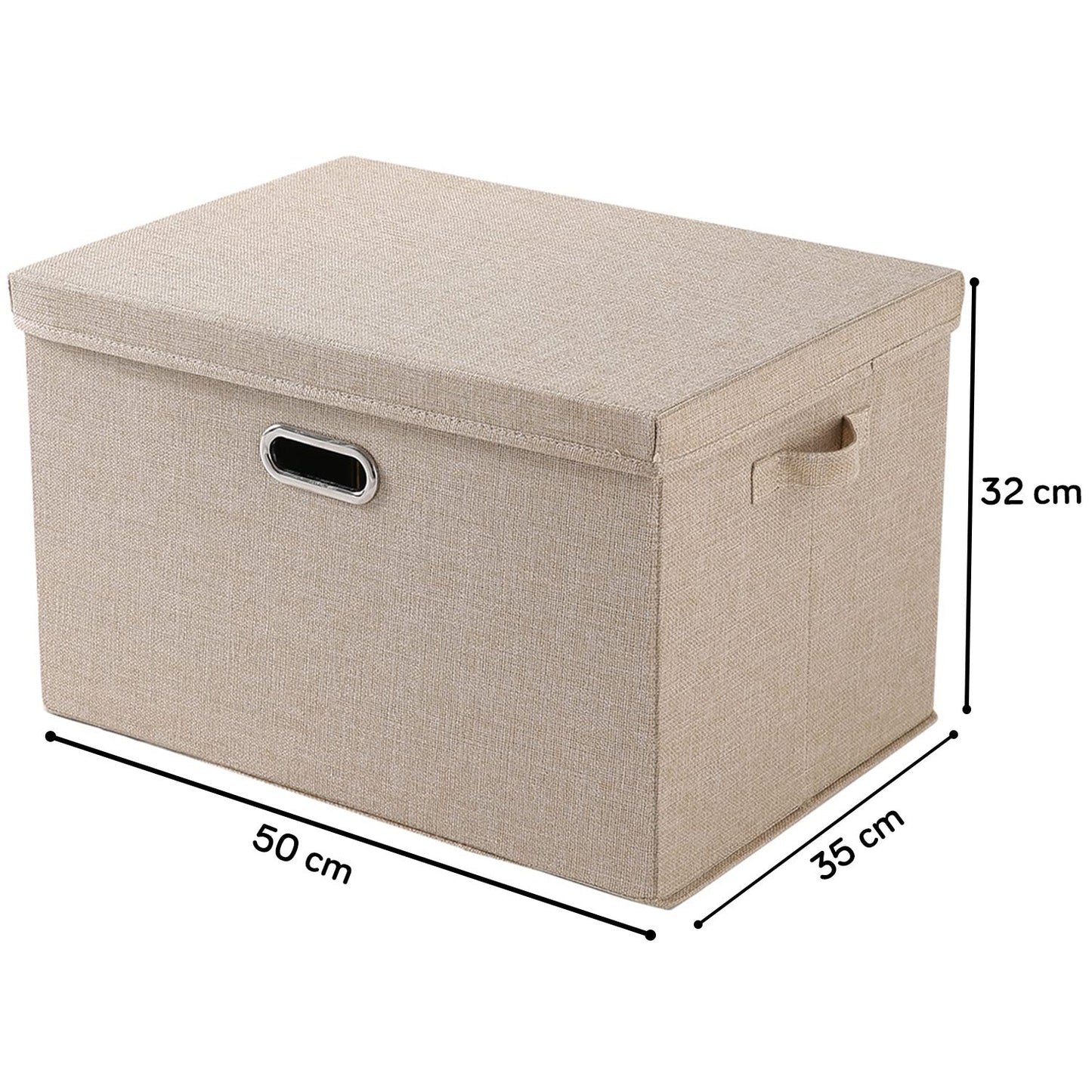 Multipurpose Foldable Storage Box with Lid, Medium / Large / Extra Large, Beige