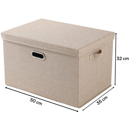 Multipurpose Foldable Storage Box with Lid, Medium / Large / Extra Large, Beige