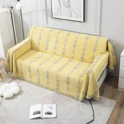 Yellow Aztec, Thick, Soft and Pet Friendly Chenille Sofa Cover Throw - HOKIPO | Har Ghar ka Humsafar