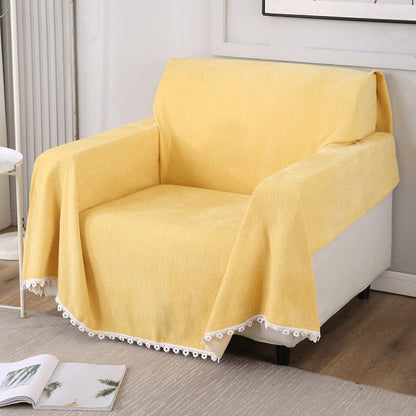 Yellow Chenille Sofa Throw Blanket | Soft & Pet Friendly, 1/2/3 Seater - HOKIPO | Har Ghar ka Humsafar