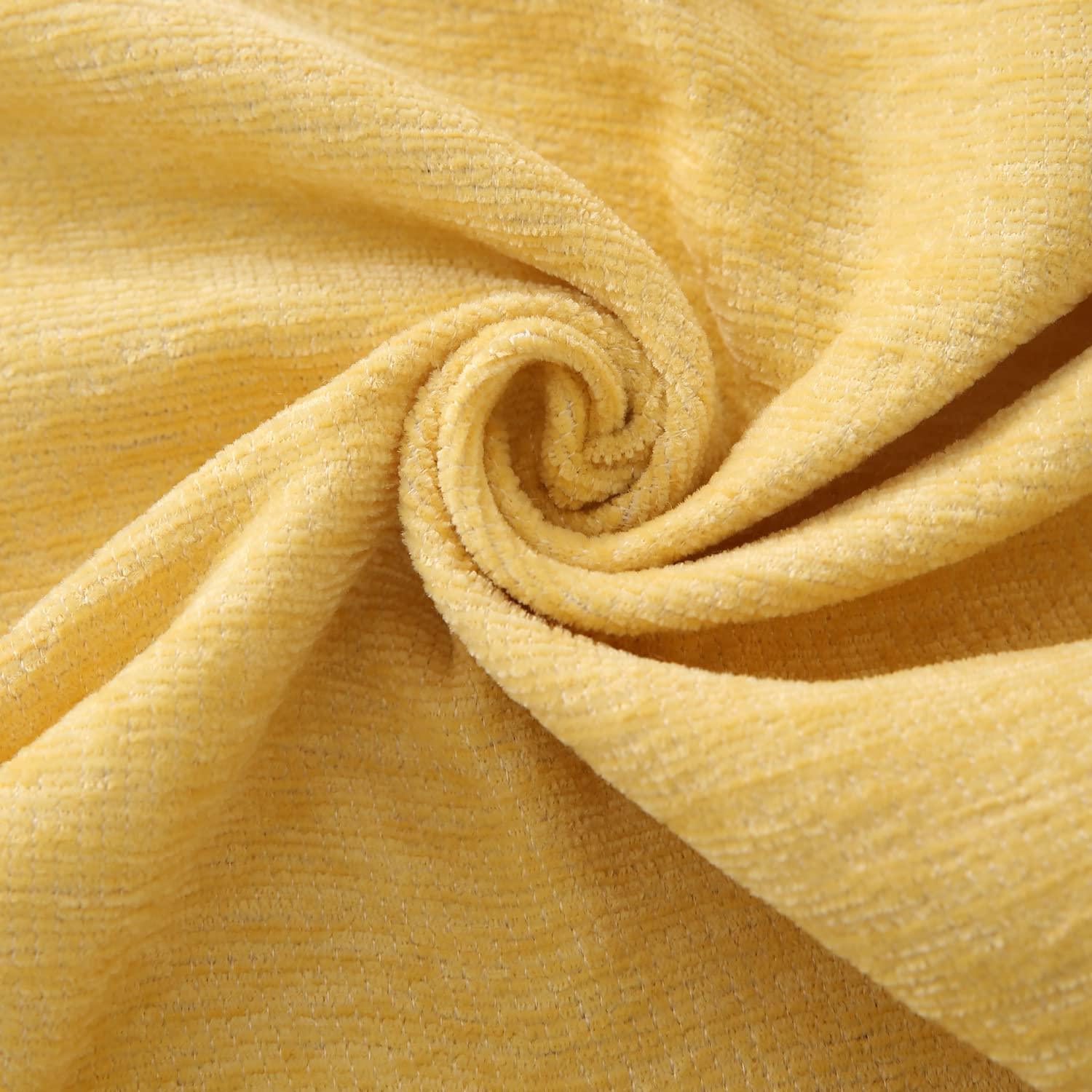 Yellow Chenille Sofa Throw Blanket | Soft & Pet Friendly, 1/2/3 Seater - HOKIPO | Har Ghar ka Humsafar