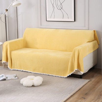 Yellow Chenille Sofa Throw Blanket | Soft & Pet Friendly, 1/2/3 Seater - HOKIPO | Har Ghar ka Humsafar