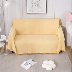 Yellow Polycotton Sofa Throw | Soft & Durable - HOKIPO | Har Ghar ka Humsafar